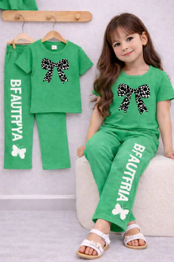 (3Y–12Y ) Girls Soft Printed Top & Pants Set